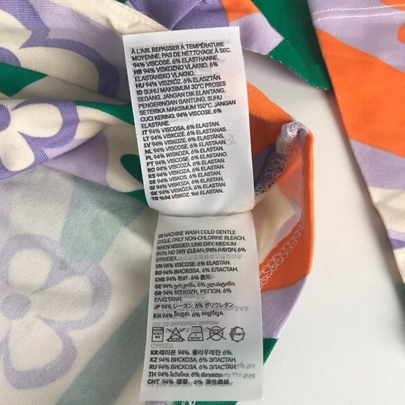 Nwt - H&m Knot-Detail Crop Top. Floral Print In Green/Orange Color. Size: M. - Picture 6 of 10